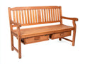 Gartenbank Holz 158x56x86 cm braun für Garten - klassisches Design mit Armlehnen und Schubladen
