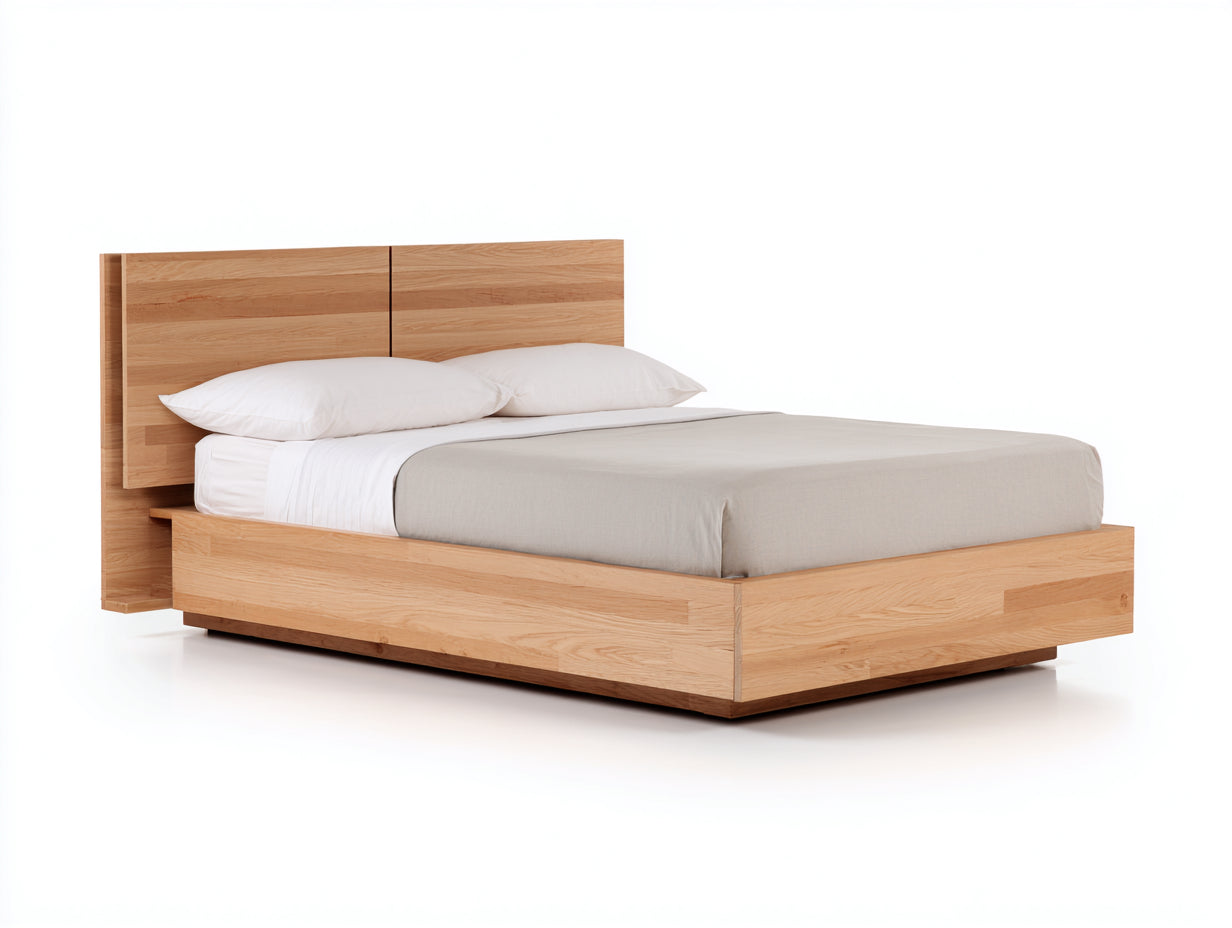 Doppelbett Holz 215x180x95 cm Natur - modernes Bett für Schlafzimmer