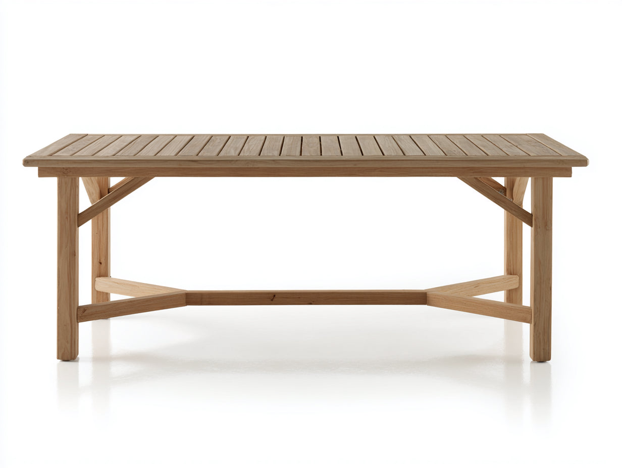 Gartentisch Holz 220x90x76 cm - Naturfarben - klassisches Gartendesign