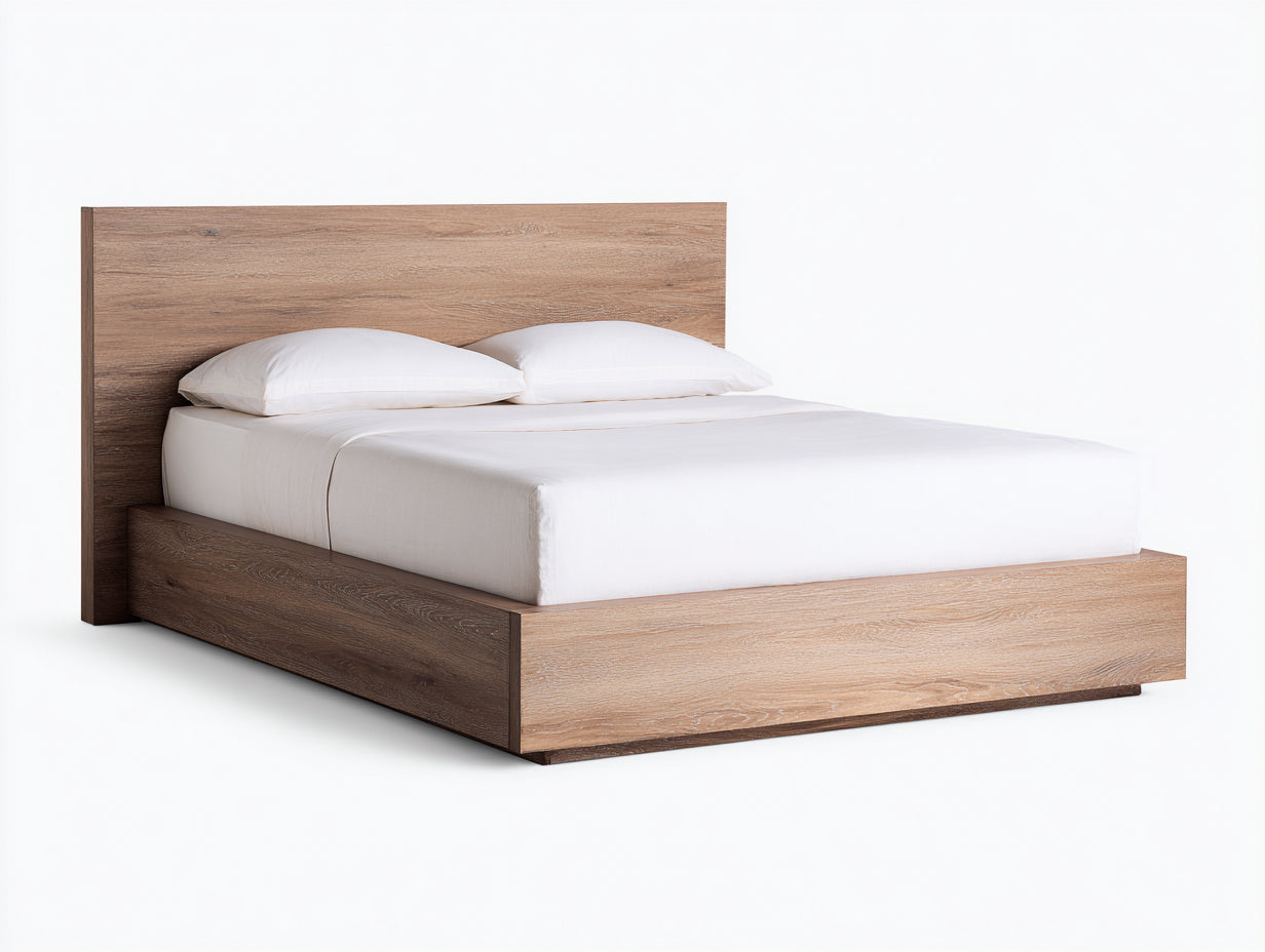 Doppelbett Holzwerkstoff 210x180x100 cm natur für Schlafzimmer - modernes Design mit hohem Kopfteil