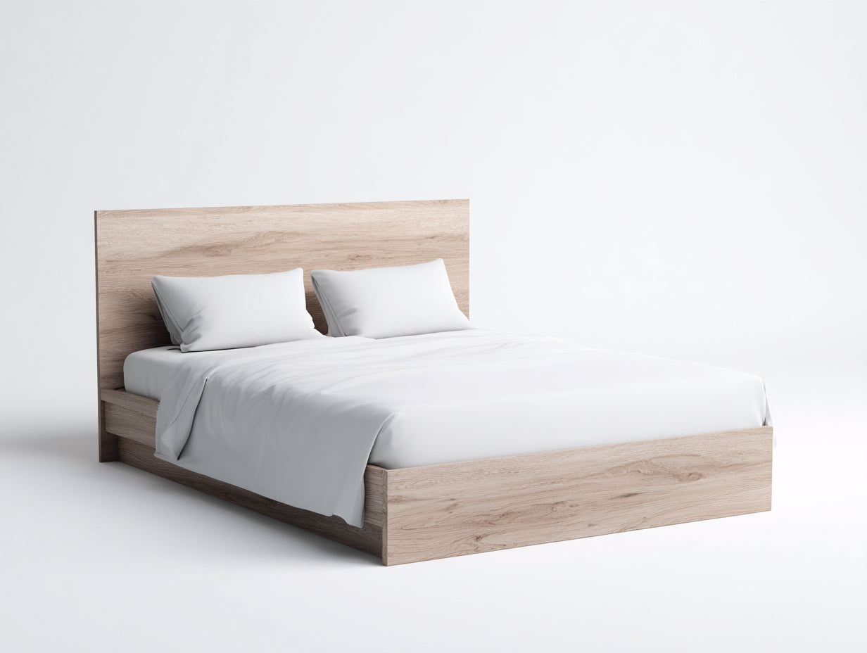 Doppelbett Holz 200x180x95 cm - Natur - modernes Design mit niedrigem Rahmen