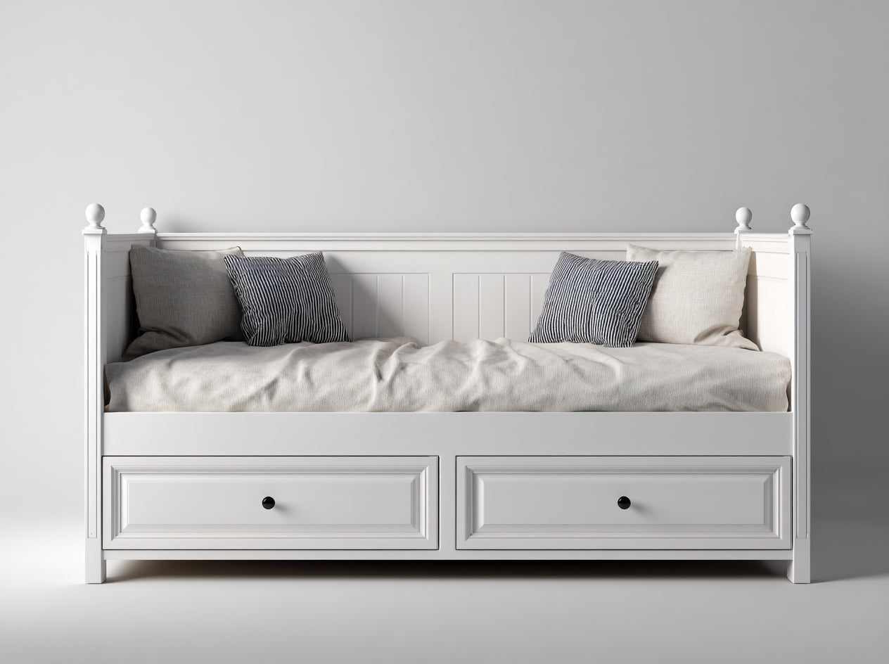 Schlafsofa Holzwerkstoff 208x98x90 cm weiß für Schlafzimmer - Tagesbett mit 2 Schubladen