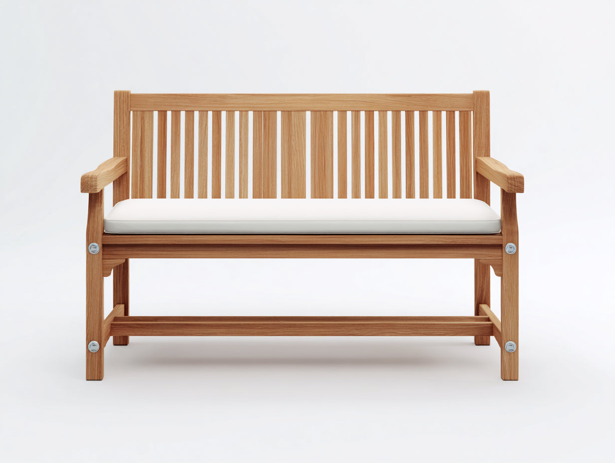 Gartenbank Massivholz 130x62x90 cm Natur-Weiß für Garten - Zeitloses Design mit Armlehnen
