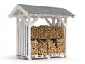 Kaminholzregal Holz 180x60x190 cm Weiß-Grau für Garten - Offenes Design mit Schrägdach