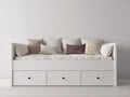 Schlafsofa Holz 205x92x88 cm - Weiß-Beige - modernes Landhausdesign mit Schubladen