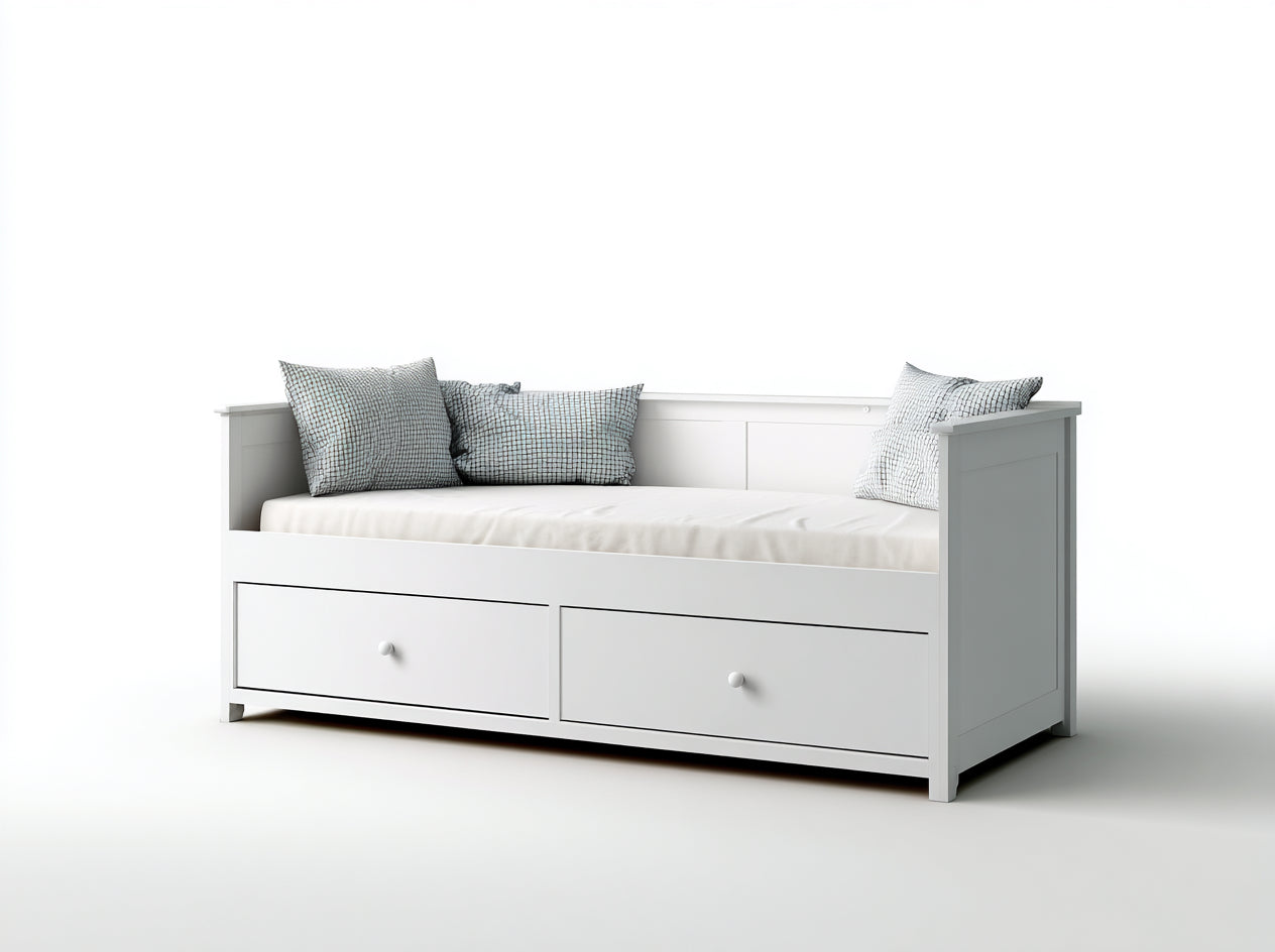 Schlafsofa Holzwerkstoff 207x97x84 cm weiß für Schlafzimmer - Tagesbett mit 2 Schubladen