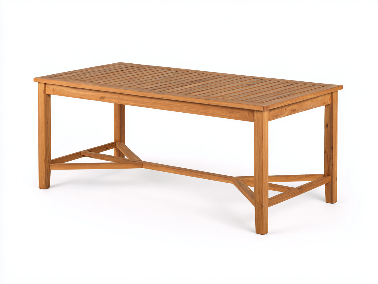 Gartentisch Holz 220x90x75 cm - Natur - klassisches Design mit Lattenplatte