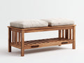 Gartenbank Holz 150x45x62 cm natur-beige für Garten - mit Sitzpolstern und Ablagefläche